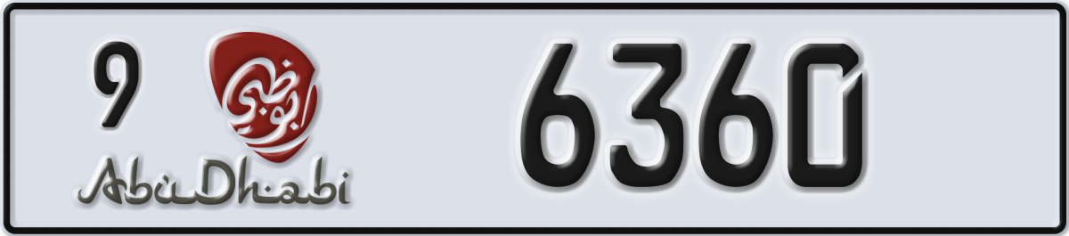 abu dhabi License Plate Number 6360 Code 9
