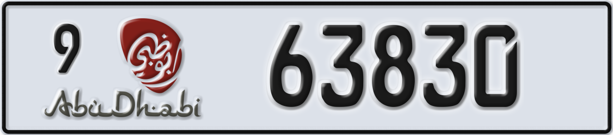 abu dhabi License Plate Number 63830 Code 9