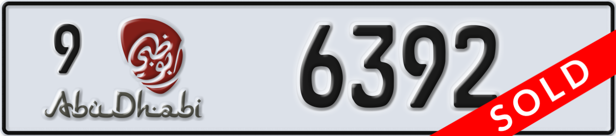 abu dhabi License Plate Number 6392 Code 9