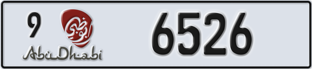 abu dhabi License Plate Number 6526 Code 9