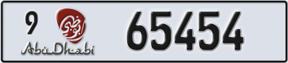 abu dhabi License Plate Number 65454 Code 9
