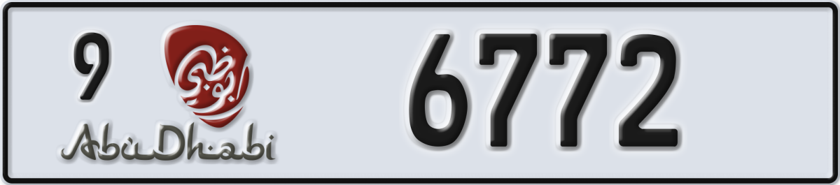 abu dhabi License Plate Number 6772 Code 9