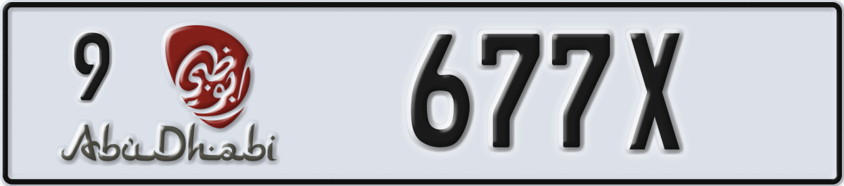 abu dhabi License Plate Number 677X Code 9