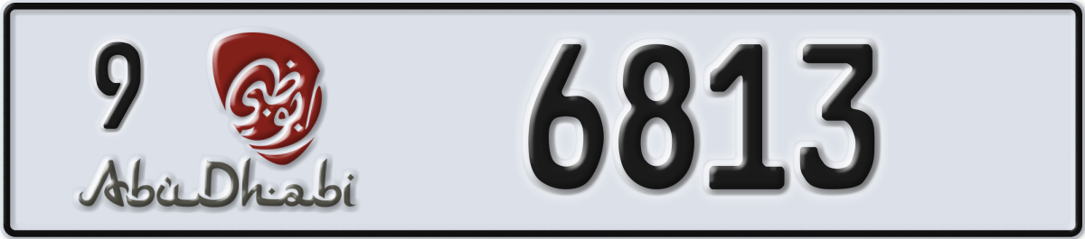 abu dhabi License Plate Number 6813 Code 9