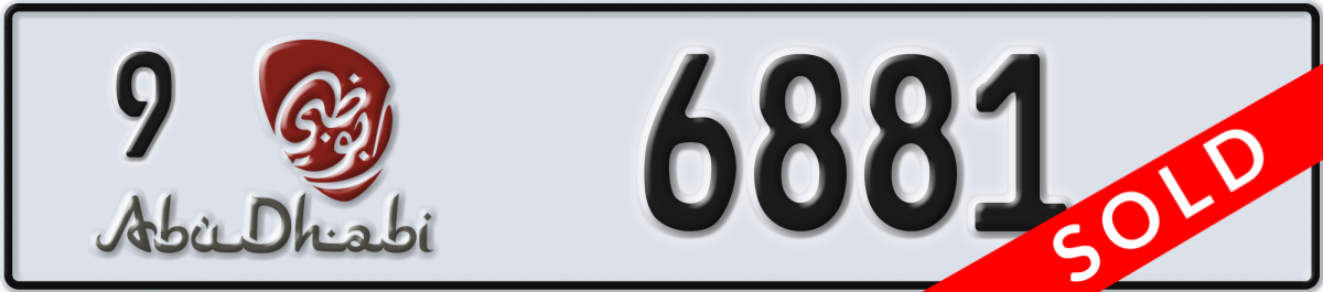 abu dhabi License Plate Number 6881 Code 9