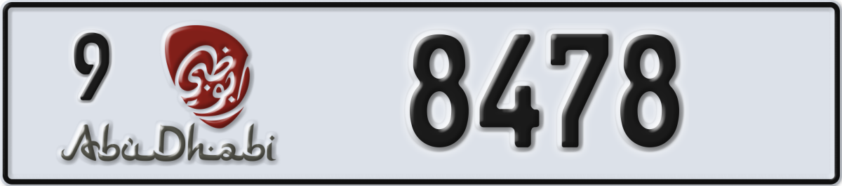 abu dhabi License Plate Number 8478 Code 9