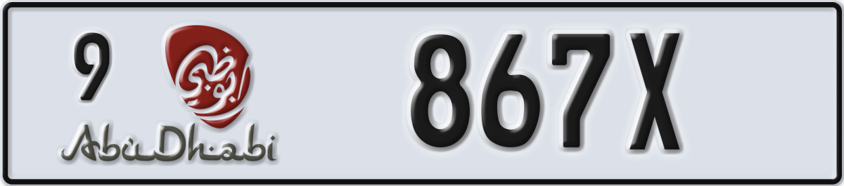 abu dhabi License Plate Number 867X Code 9