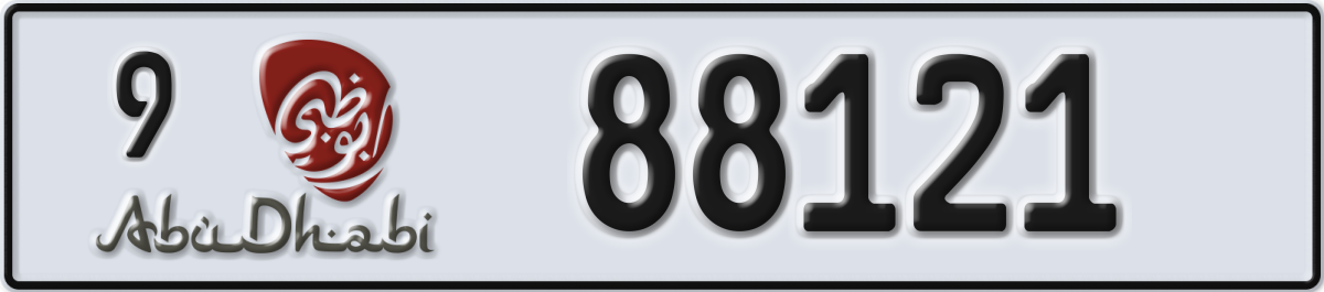 abu dhabi License Plate Number 88121 Code 9