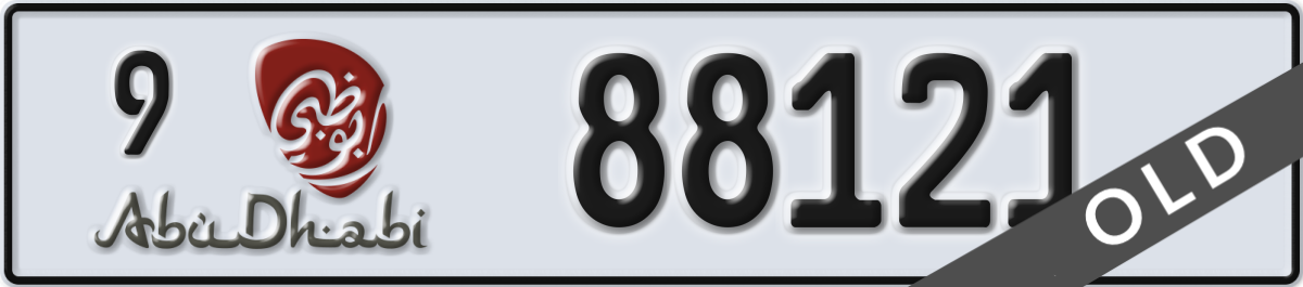 abu dhabi License Plate Number 88121 Code 9