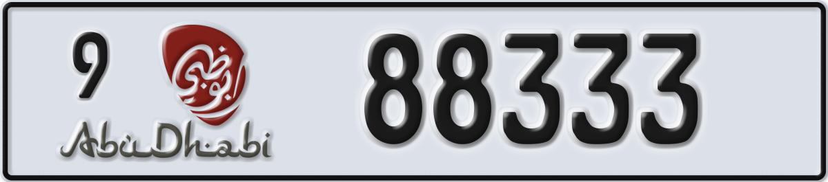abu dhabi License Plate Number 88333 Code 9