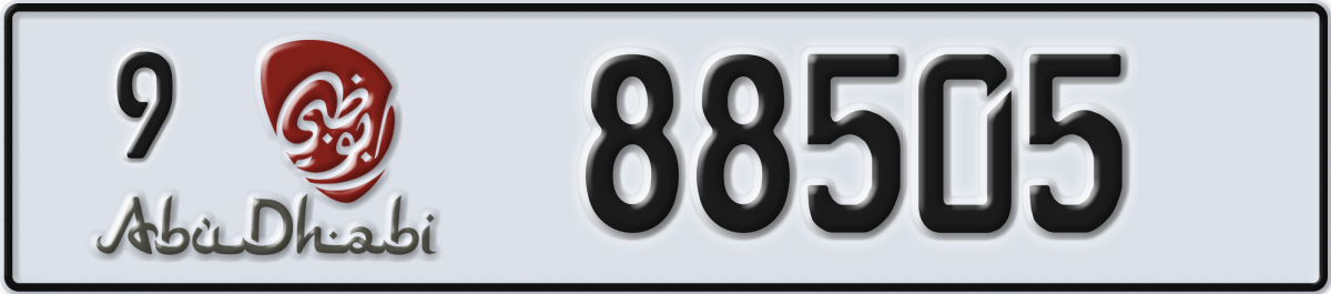 abu dhabi License Plate Number 88505 Code 9