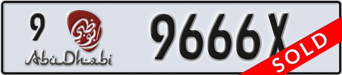 abu dhabi License Plate Number 9666X Code 9