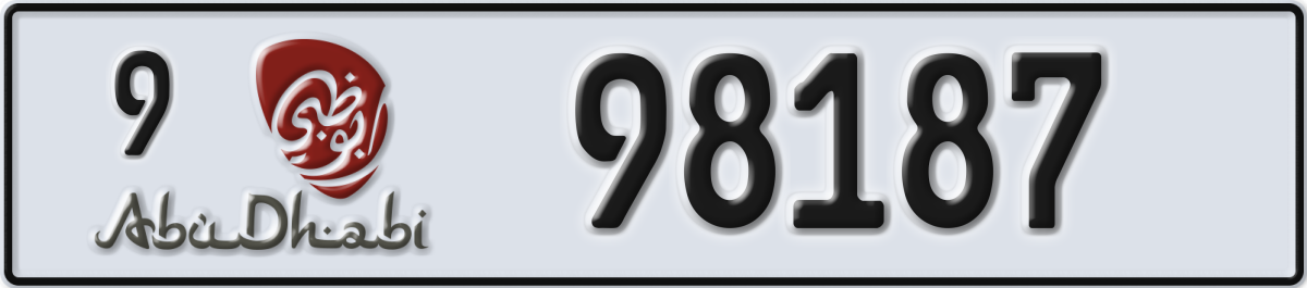 abu dhabi License Plate Number 98187 Code 9
