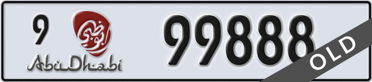 abu dhabi License Plate Number 99888 Code 9