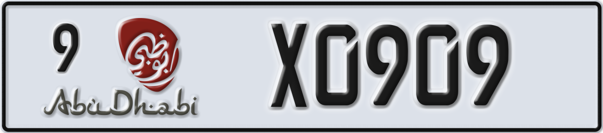 abu dhabi License Plate Number X0909 Code 9