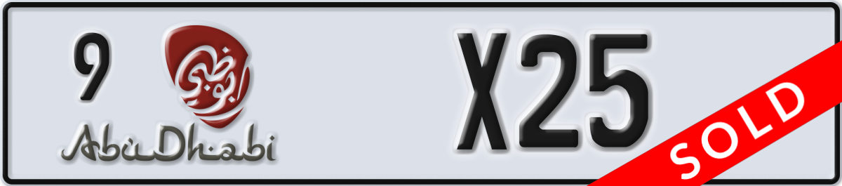 abu dhabi License Plate Number X25 Code 9