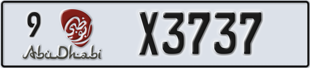 abu dhabi License Plate Number X3737 Code 9
