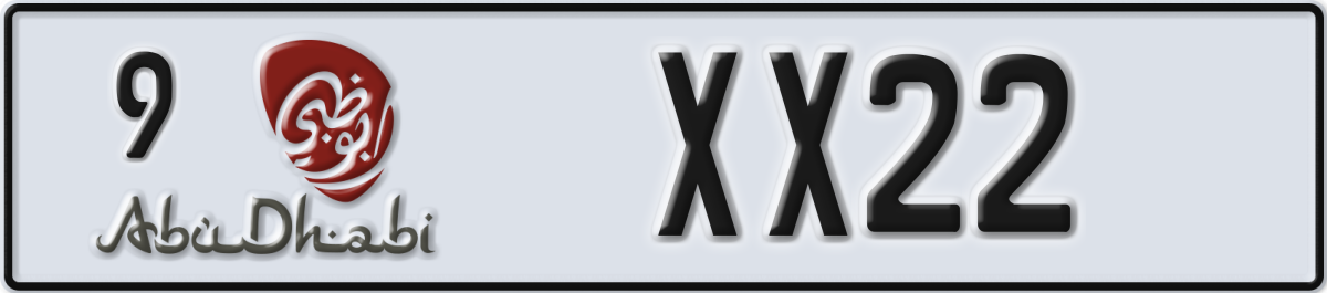 abu dhabi License Plate Number XX22 Code 9