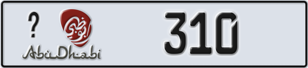 abu dhabi License Plate Number 310 Code _