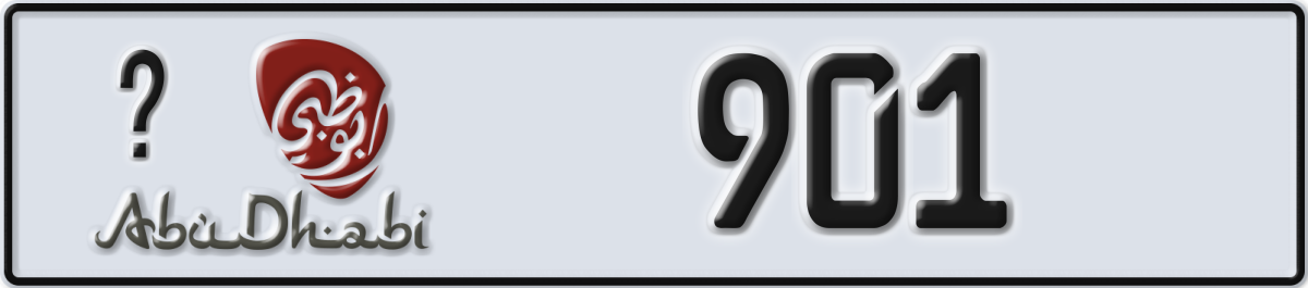 abu dhabi License Plate Number 901 Code _