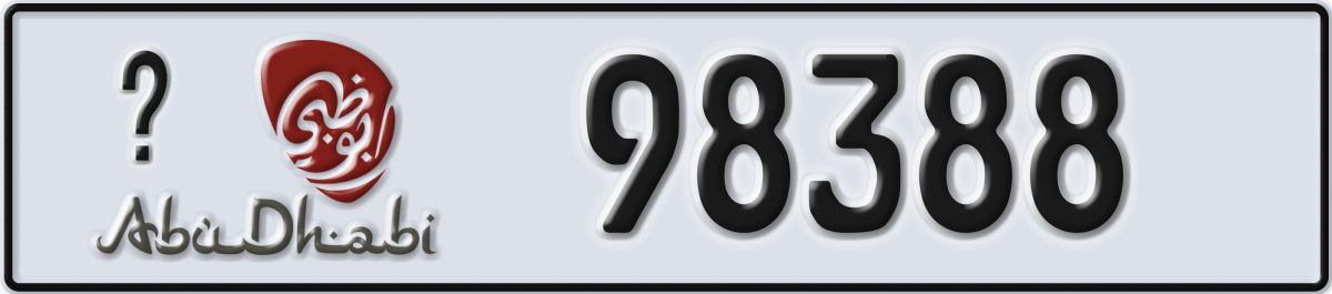 abu dhabi License Plate Number 98388 Code _