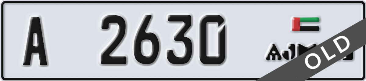 ajman License Plate Number 2630 Code A