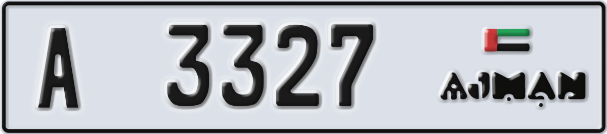 ajman License Plate Number 3327 Code A