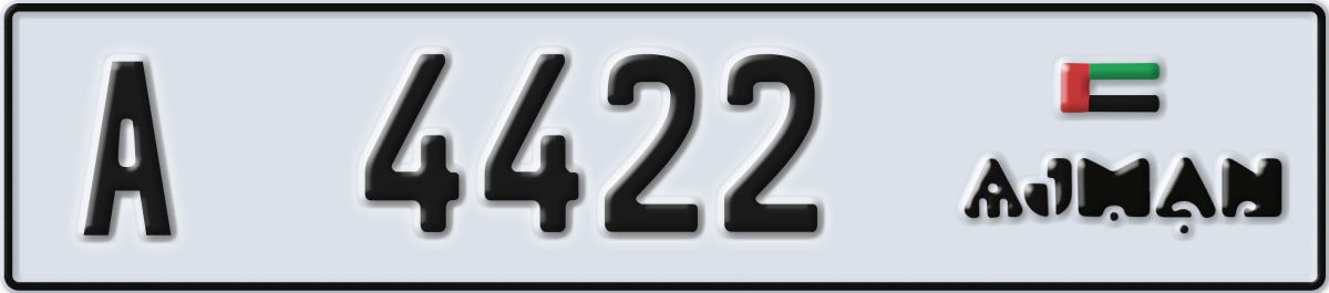ajman License Plate Number 4422 Code A