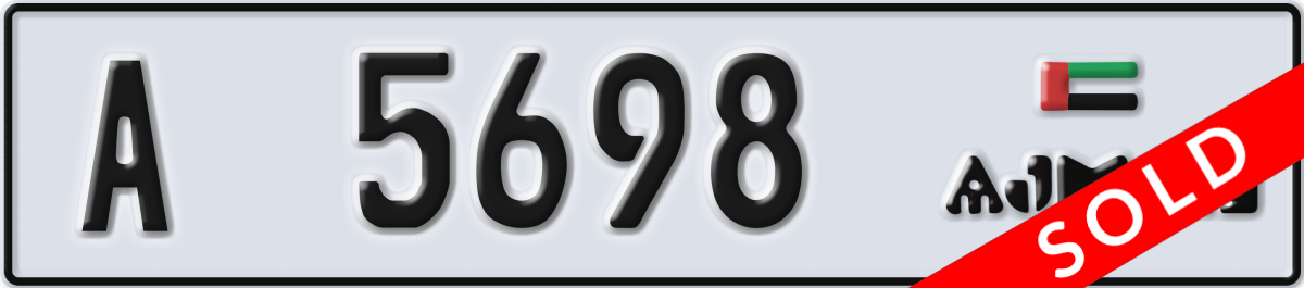 ajman License Plate Number 5698 Code A