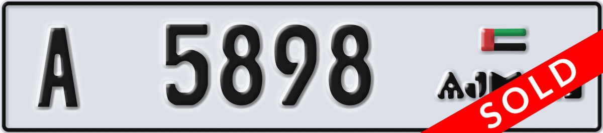 ajman License Plate Number 5898 Code A