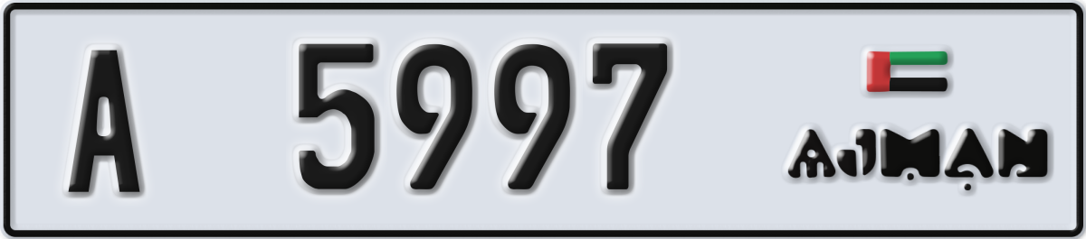 ajman License Plate Number 5997 Code A
