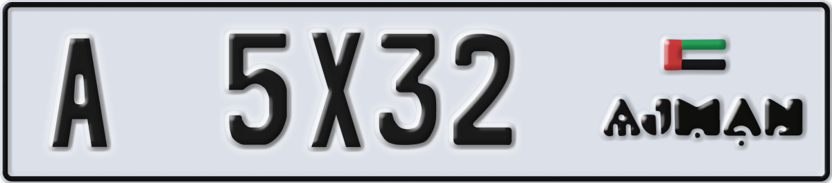 ajman License Plate Number 5X32 Code A