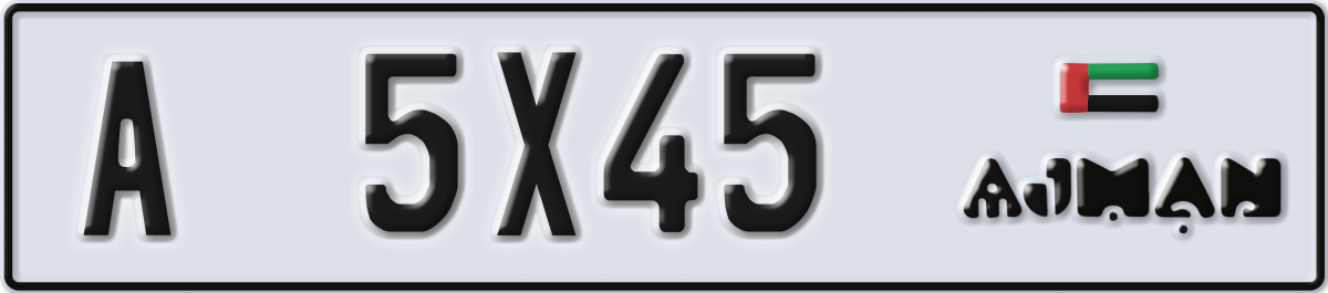 ajman License Plate Number 5X45 Code A