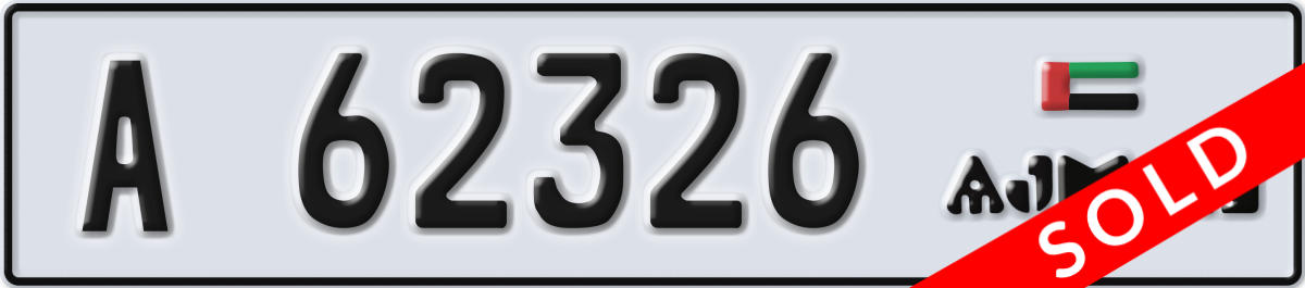 ajman License Plate Number 62326 Code A