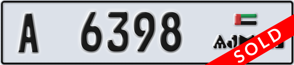 ajman License Plate Number 6398 Code A