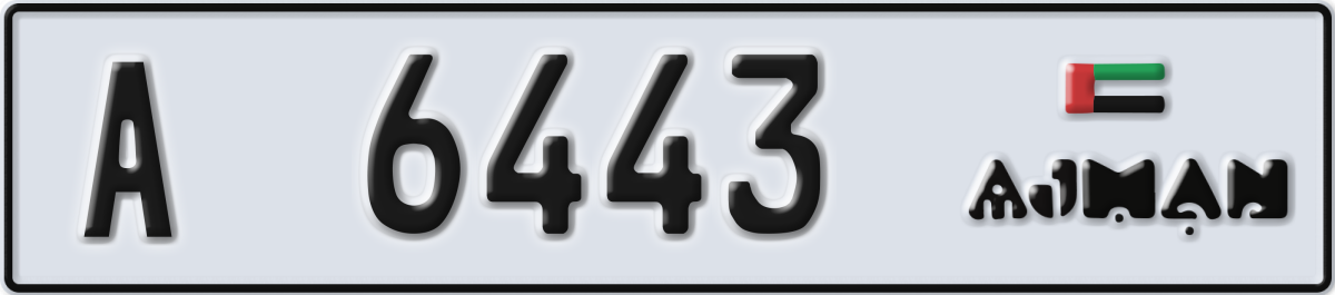 ajman License Plate Number 6443 Code A