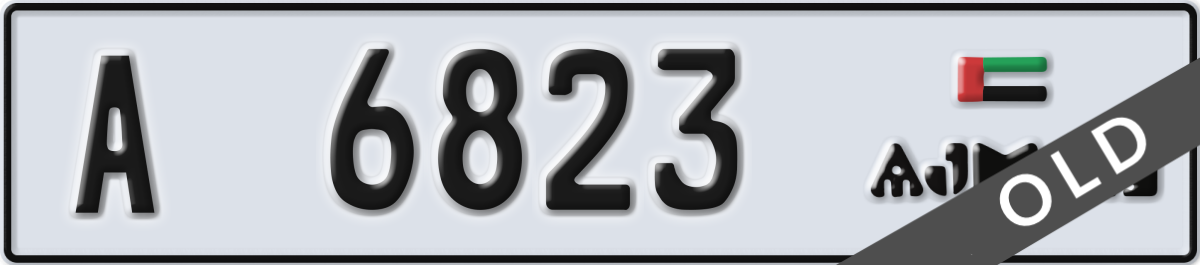 ajman License Plate Number 6823 Code A