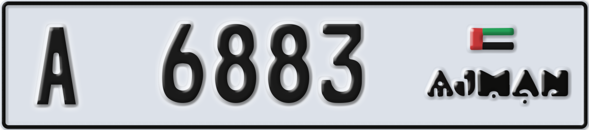 ajman License Plate Number 6883 Code A