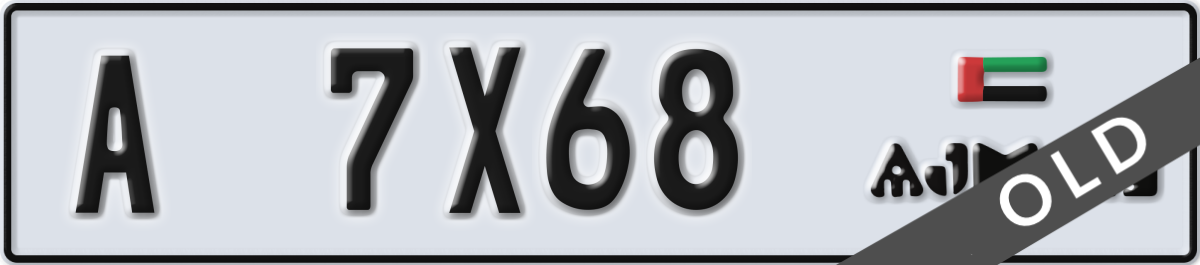 ajman License Plate Number 7X68 Code A