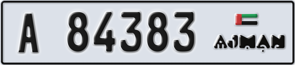 ajman License Plate Number 84383 Code A