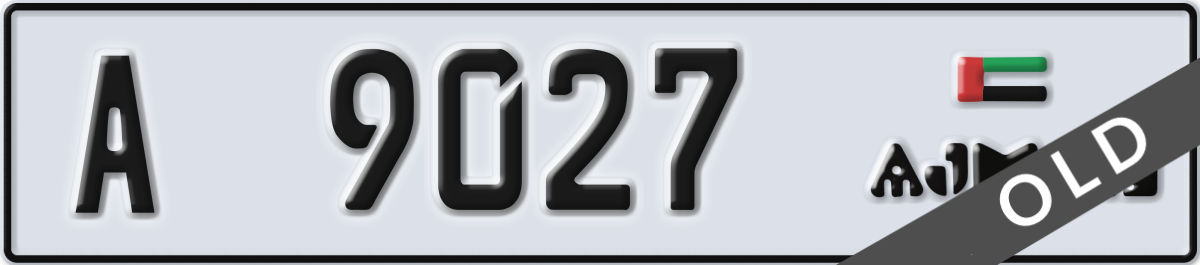 ajman License Plate Number 9027 Code A
