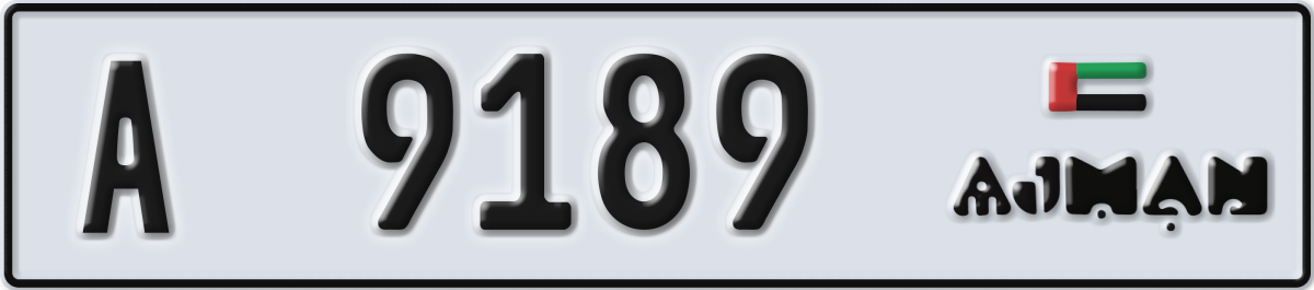 ajman License Plate Number 9189 Code A