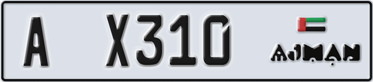 ajman License Plate Number X310 Code A