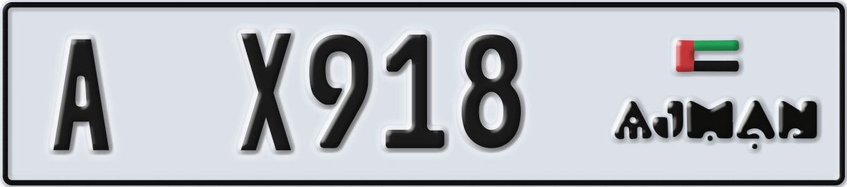 ajman License Plate Number X918 Code A
