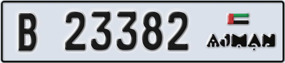 ajman License Plate Number 23382 Code B