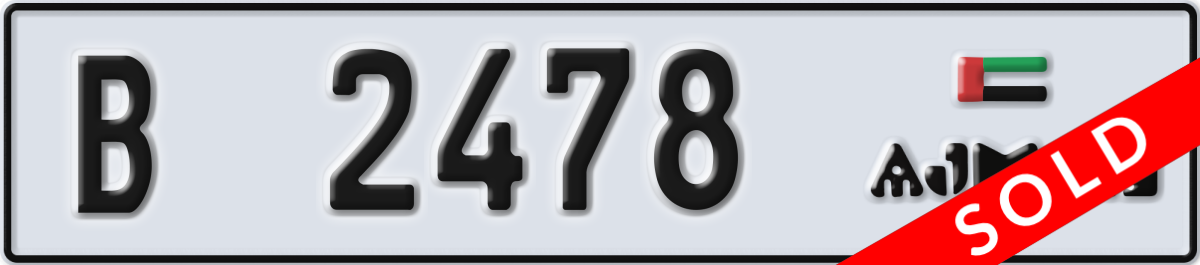 ajman License Plate Number 2478 Code B