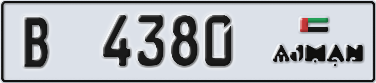 ajman License Plate Number 4380 Code B