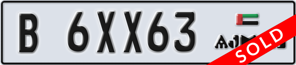 ajman License Plate Number 6XX63 Code B
