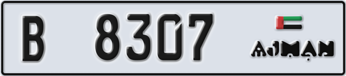 ajman License Plate Number 8307 Code B