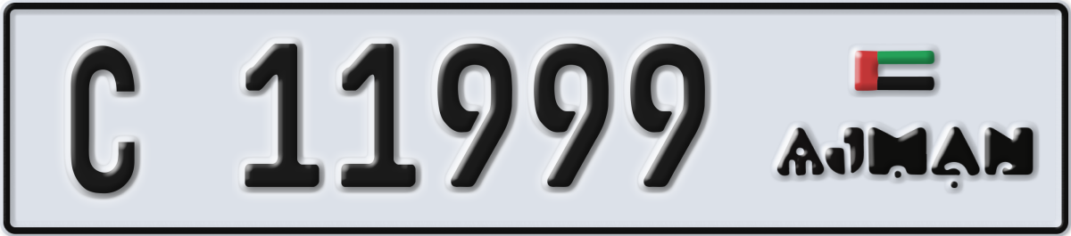 ajman License Plate Number 11999 Code C